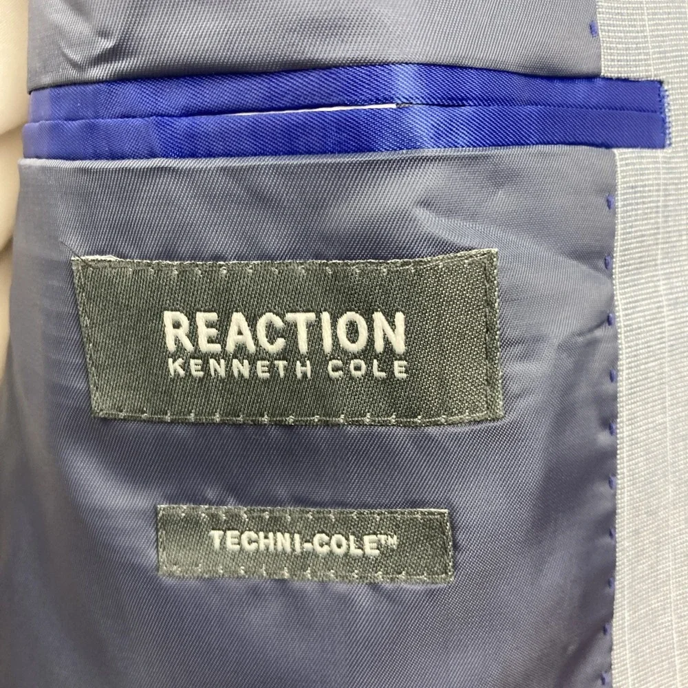 Kenneth Cole Reaction Men's Pinstripe Slim-Fit Techni-Cole Suit Blue 38S 30W 30L